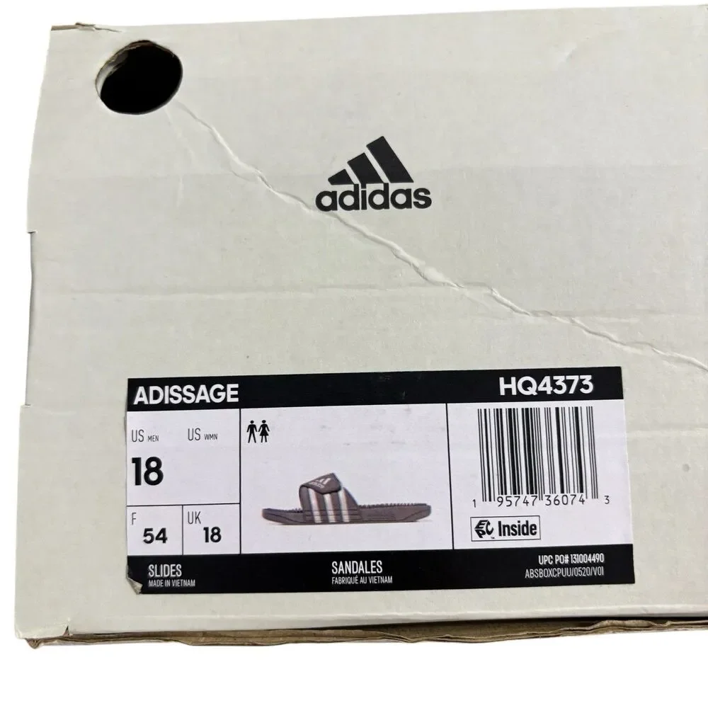 Adidas Adissage Slides Men’s Sz 18 Gray Sandals Athletic NEW